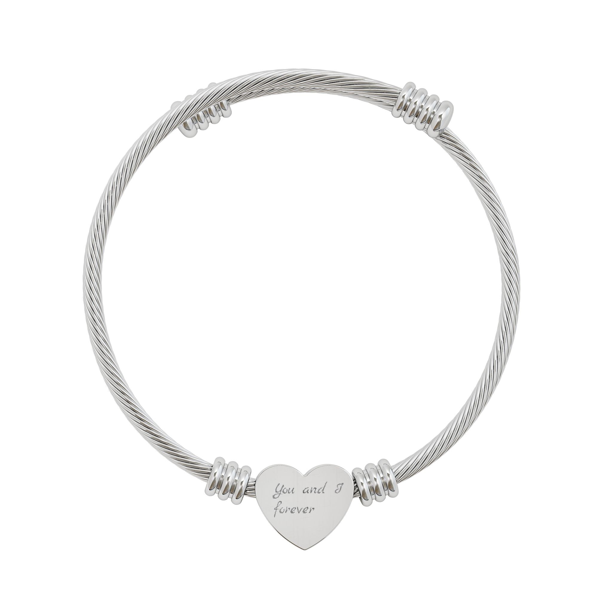 Engraved Heart Cuff Bracelet | Adjustable Wire Heart Bracelet