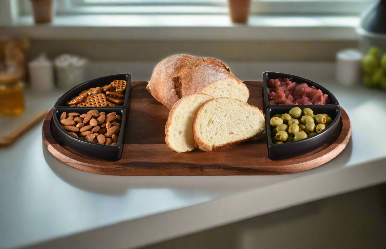 Charcuterie Serving Tray with 4 Bowls