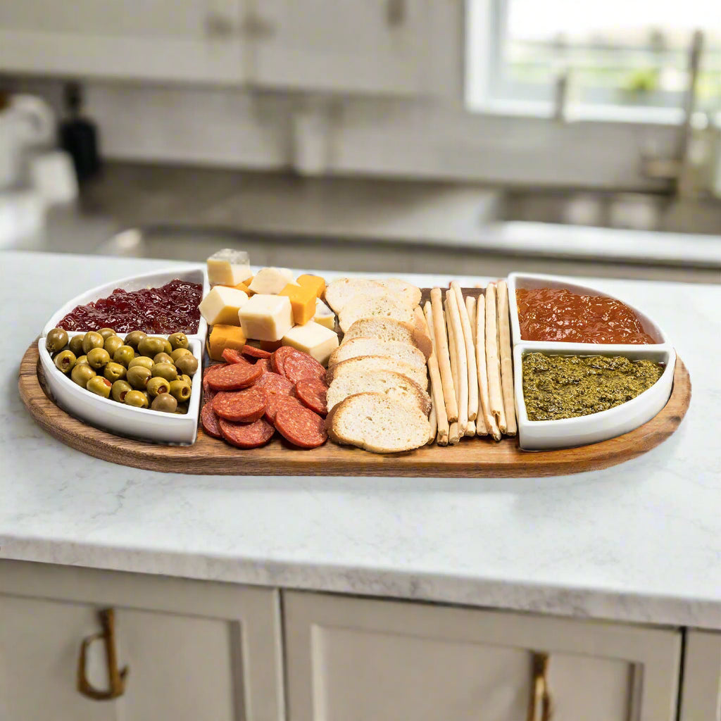 Charcuterie Serving Tray with 4 Bowls