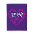 Velveteen Blanket - Pink Ornate Heart "Never Dies" Design, Cozy Gothic Romantic Throw