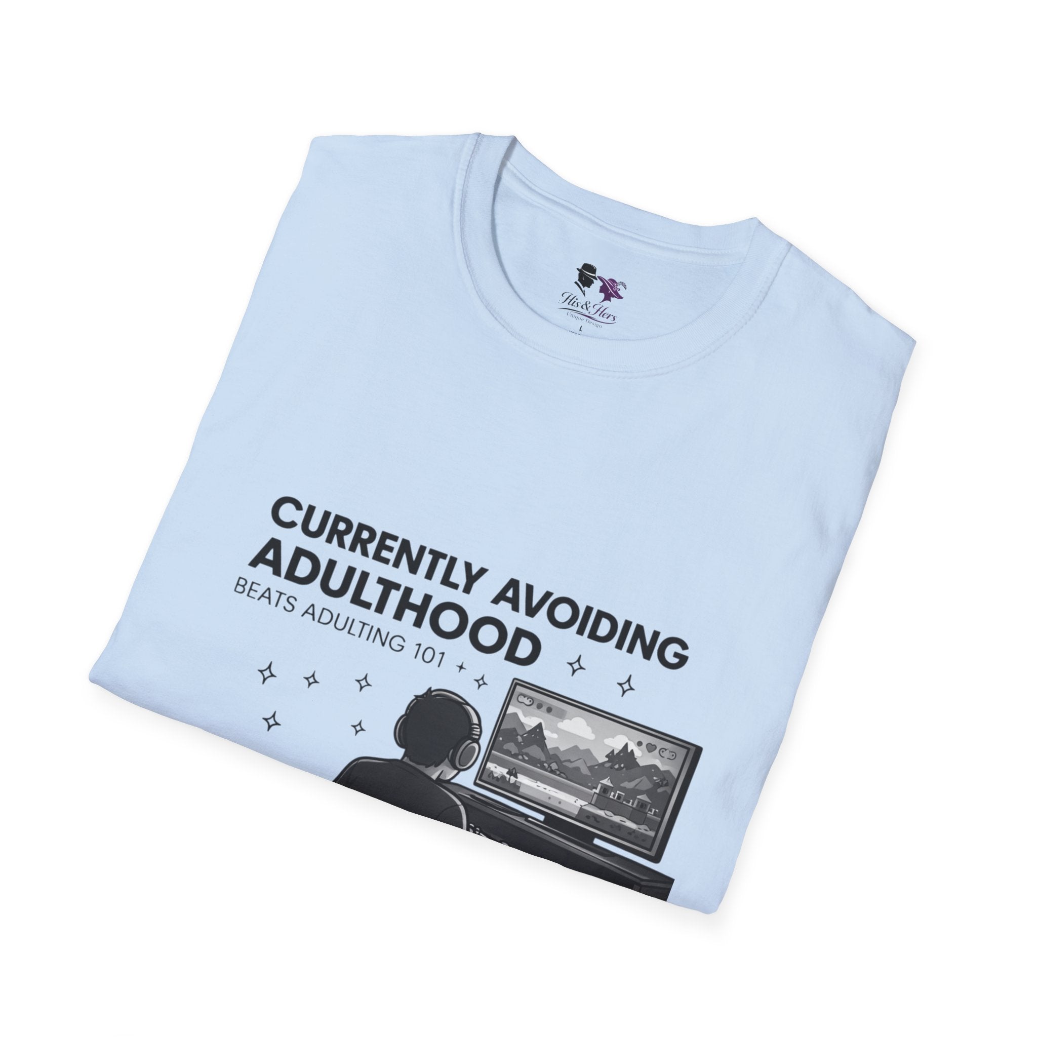 Currently Avoiding Adulthood Gamer Scene T-Shirt | Retro Console Illustration