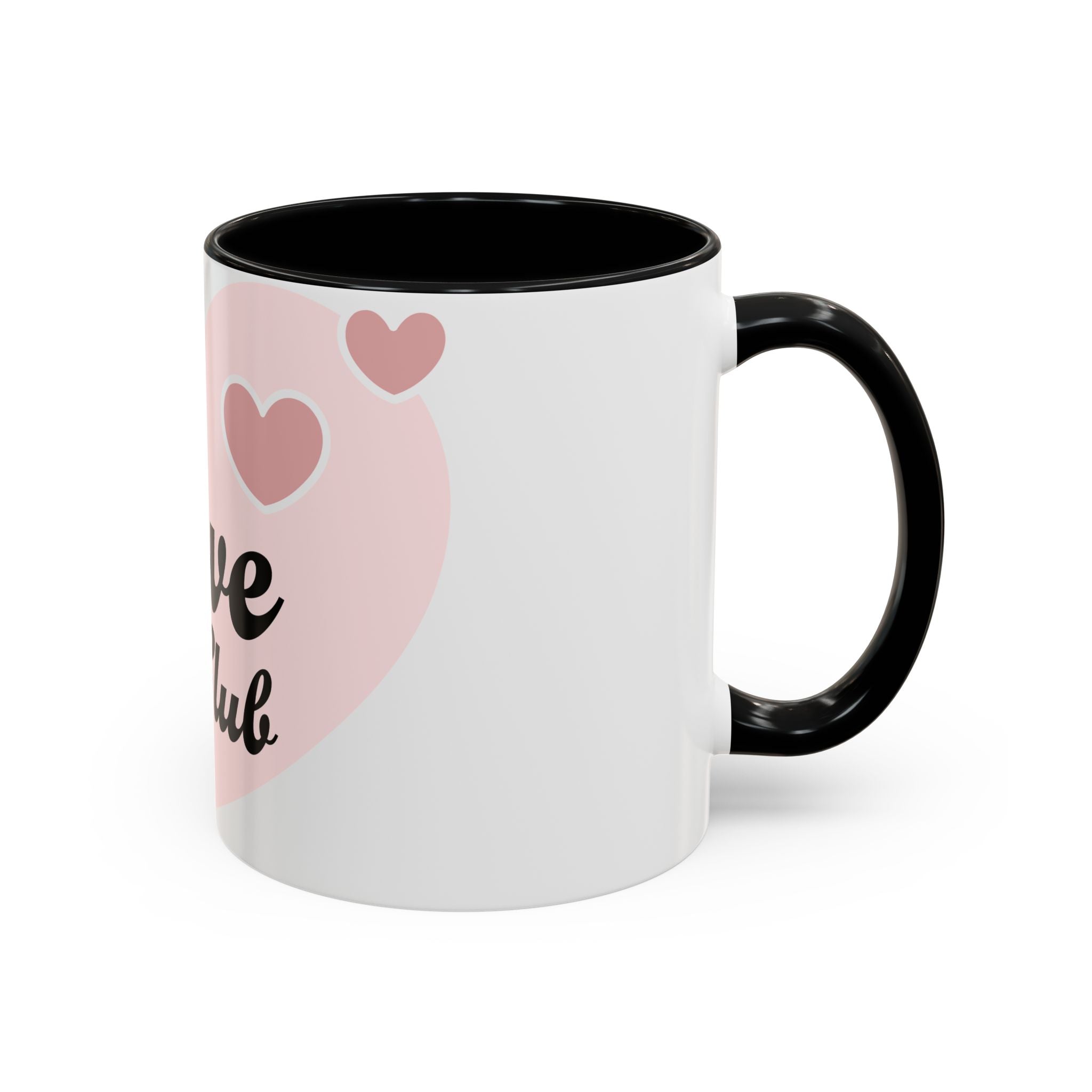 Self Love Club Coffee Mug — Pink Heart Accent Ceramic Mug (11/15oz)