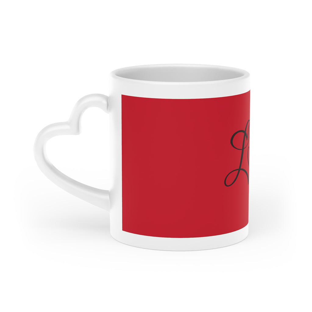 Love Script Heart Mug — Red Romantic Coffee Cup for Valentine’s Day