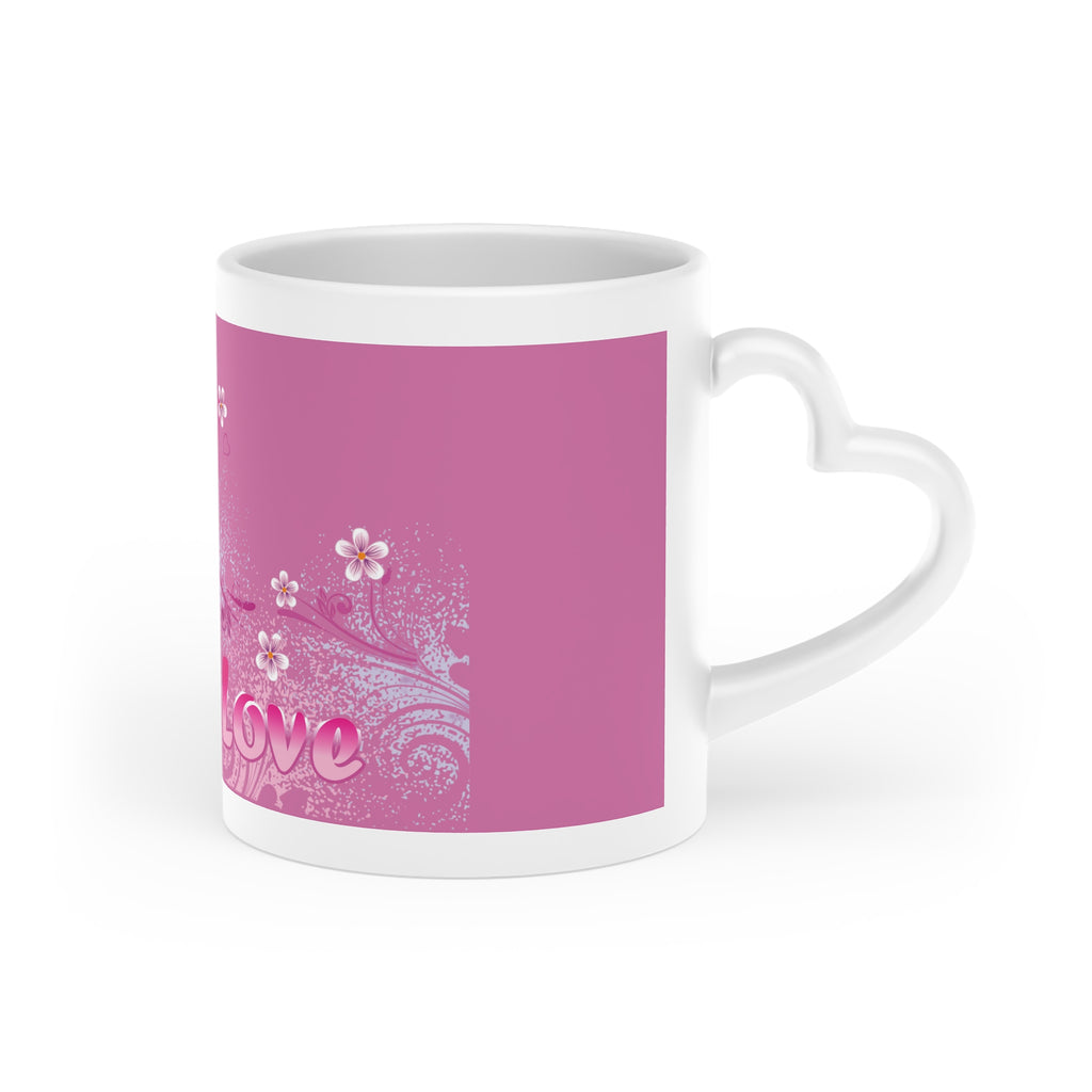 Pink Floral Love Mug — Heart Design Valentine’s Coffee Cup