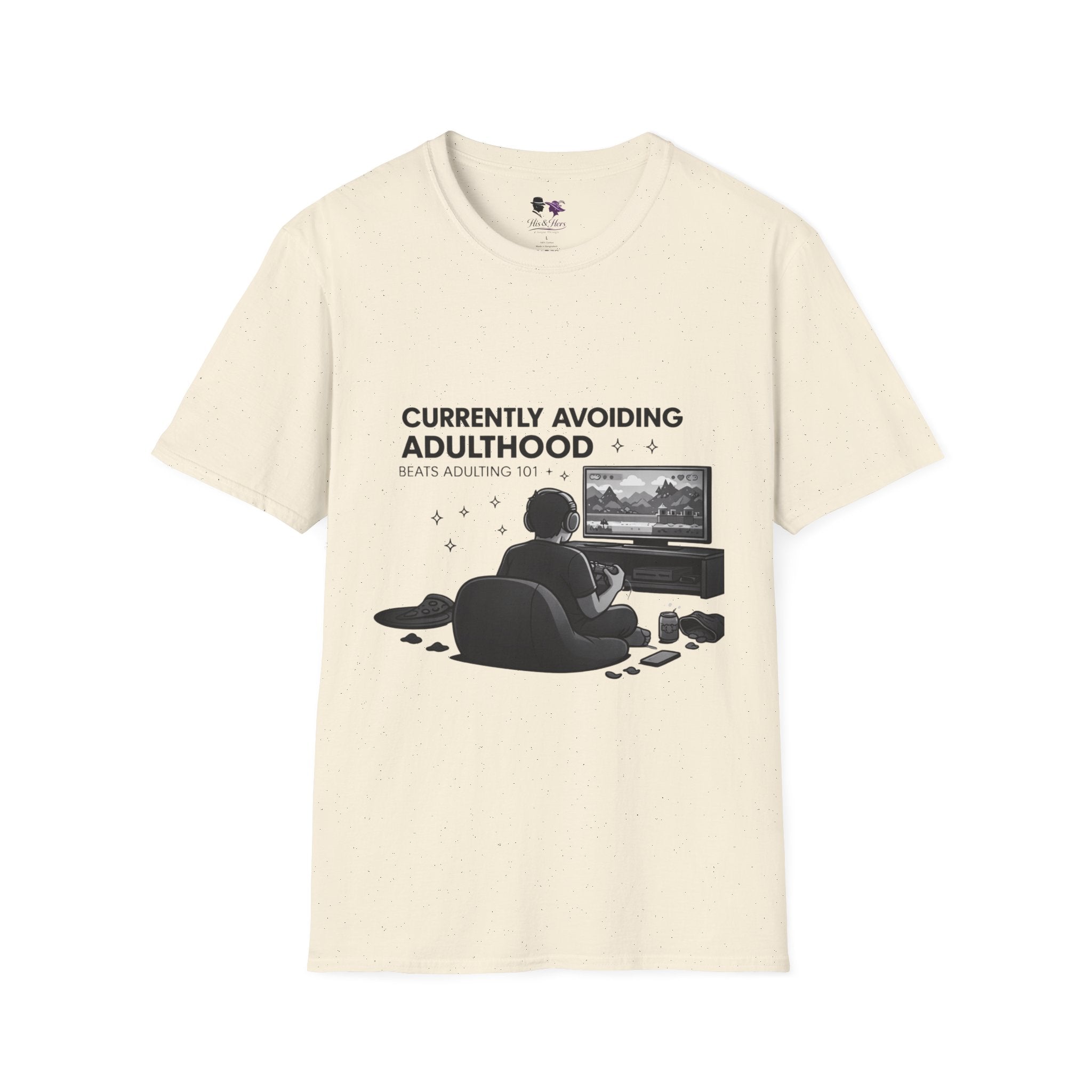 Currently Avoiding Adulthood Gamer Scene T-Shirt | Retro Console Illustration