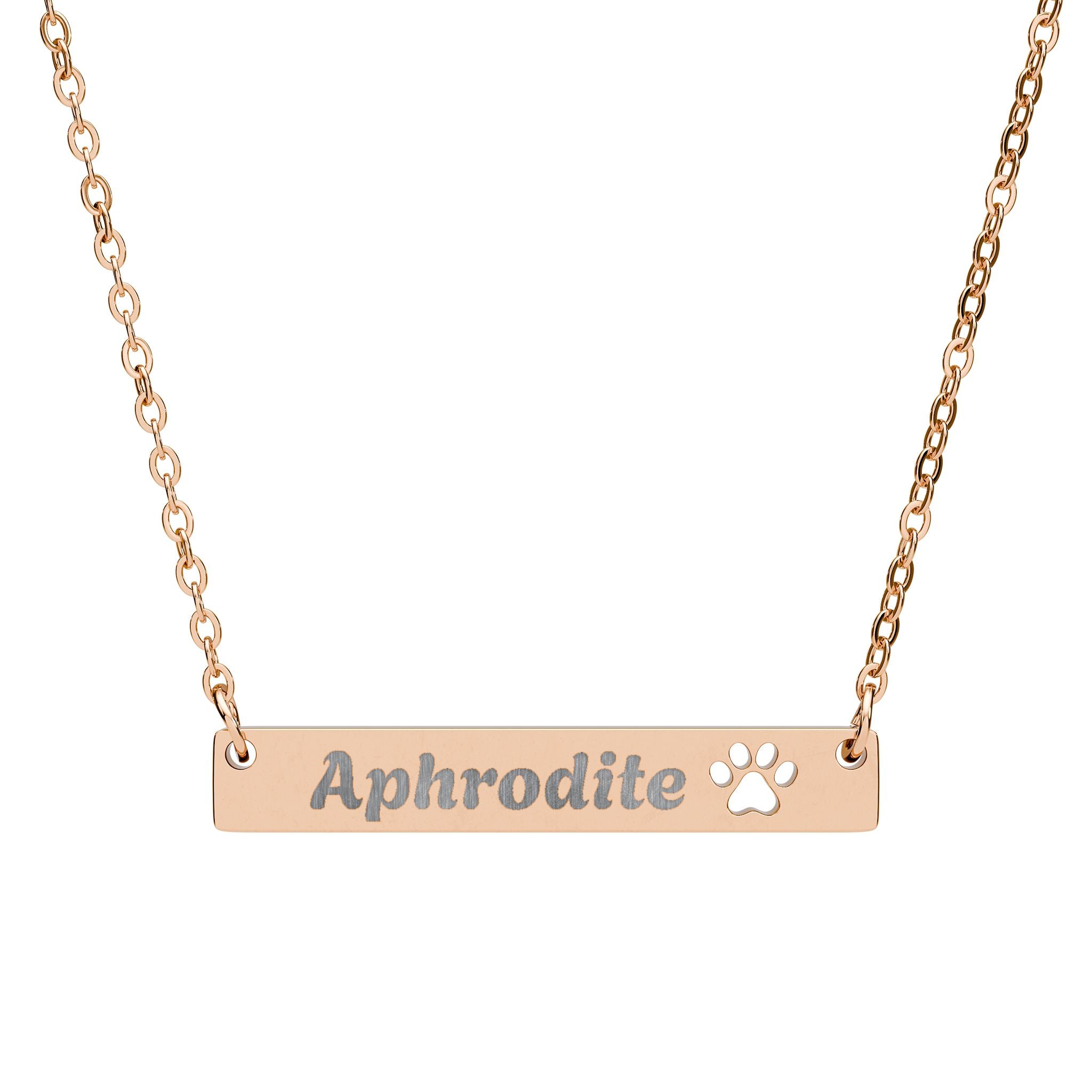 Paw Cutout Engraved Bar Necklace | Personalized Name Bar Necklace