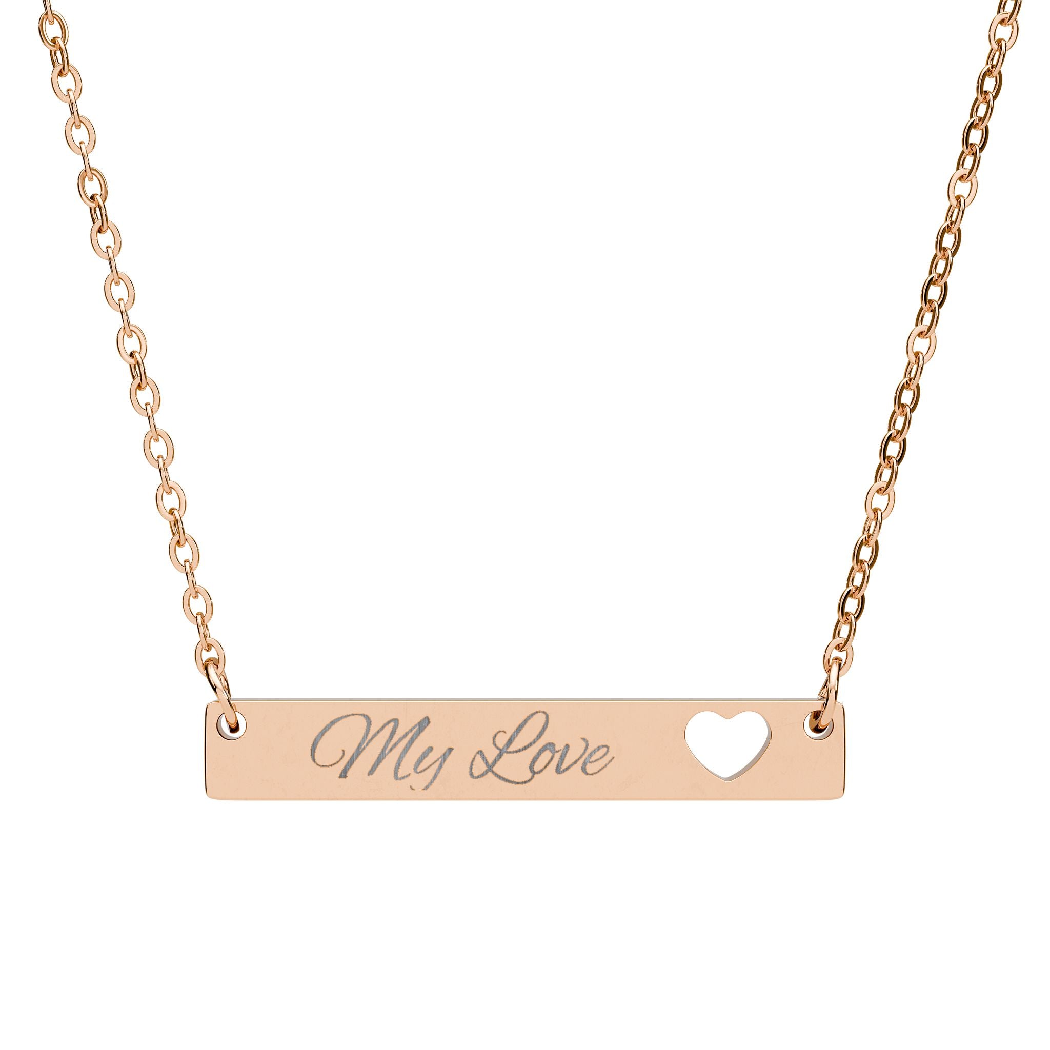 Cutout Heart Bar Necklace Engraved Name Bar | Personalized Bar Necklace