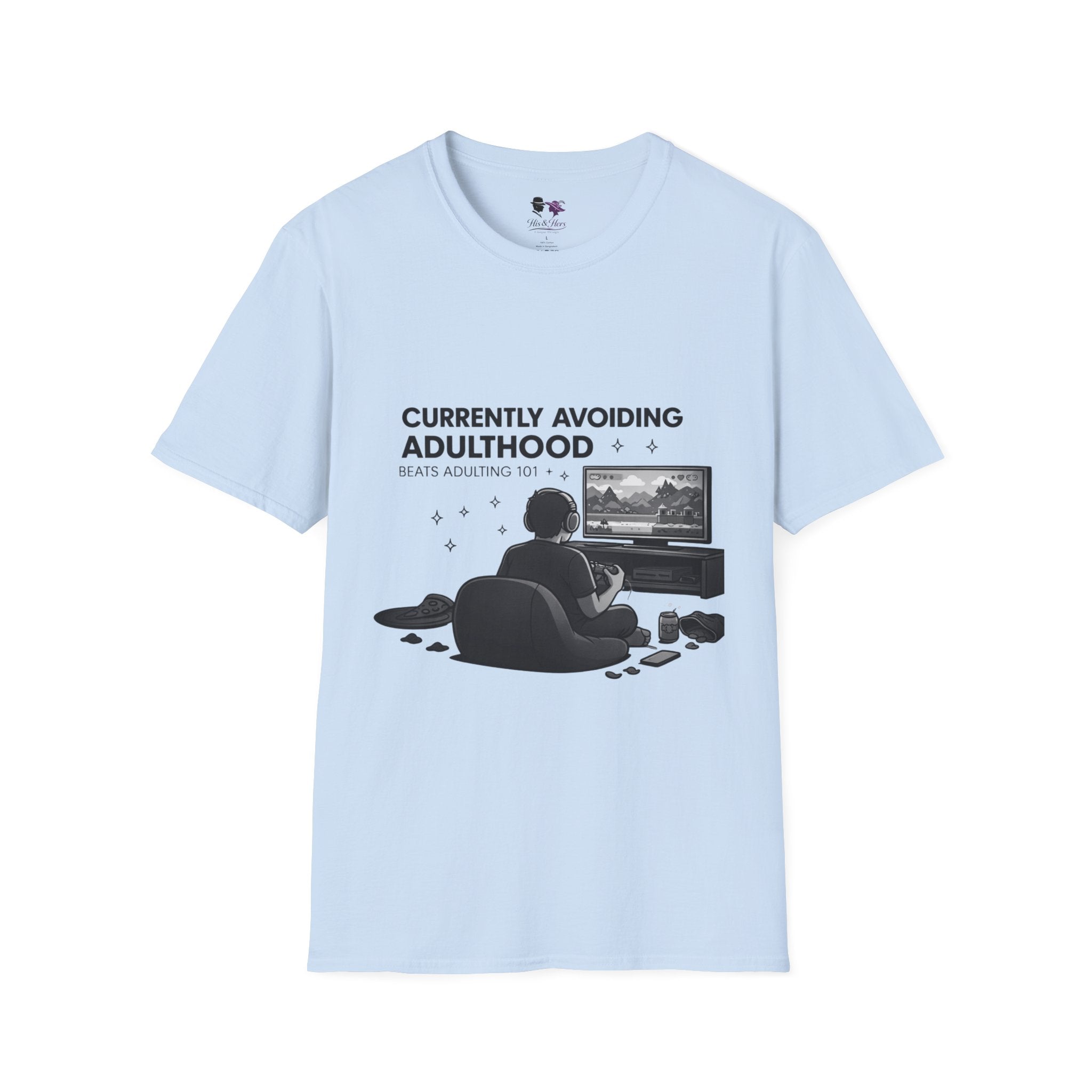 Currently Avoiding Adulthood Gamer Scene T-Shirt | Retro Console Illustration
