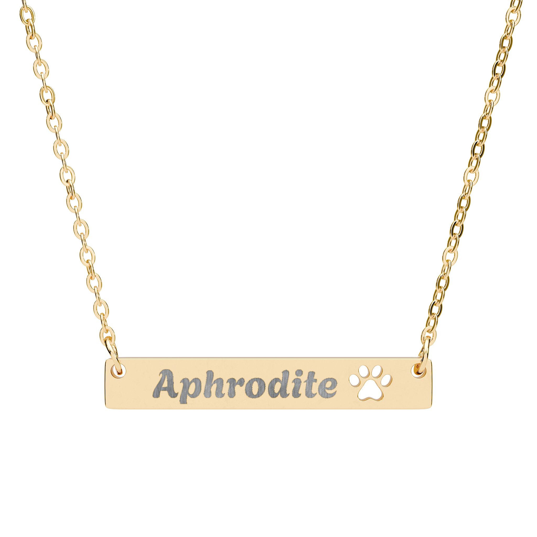 Paw Cutout Engraved Bar Necklace | Personalized Name Bar Necklace