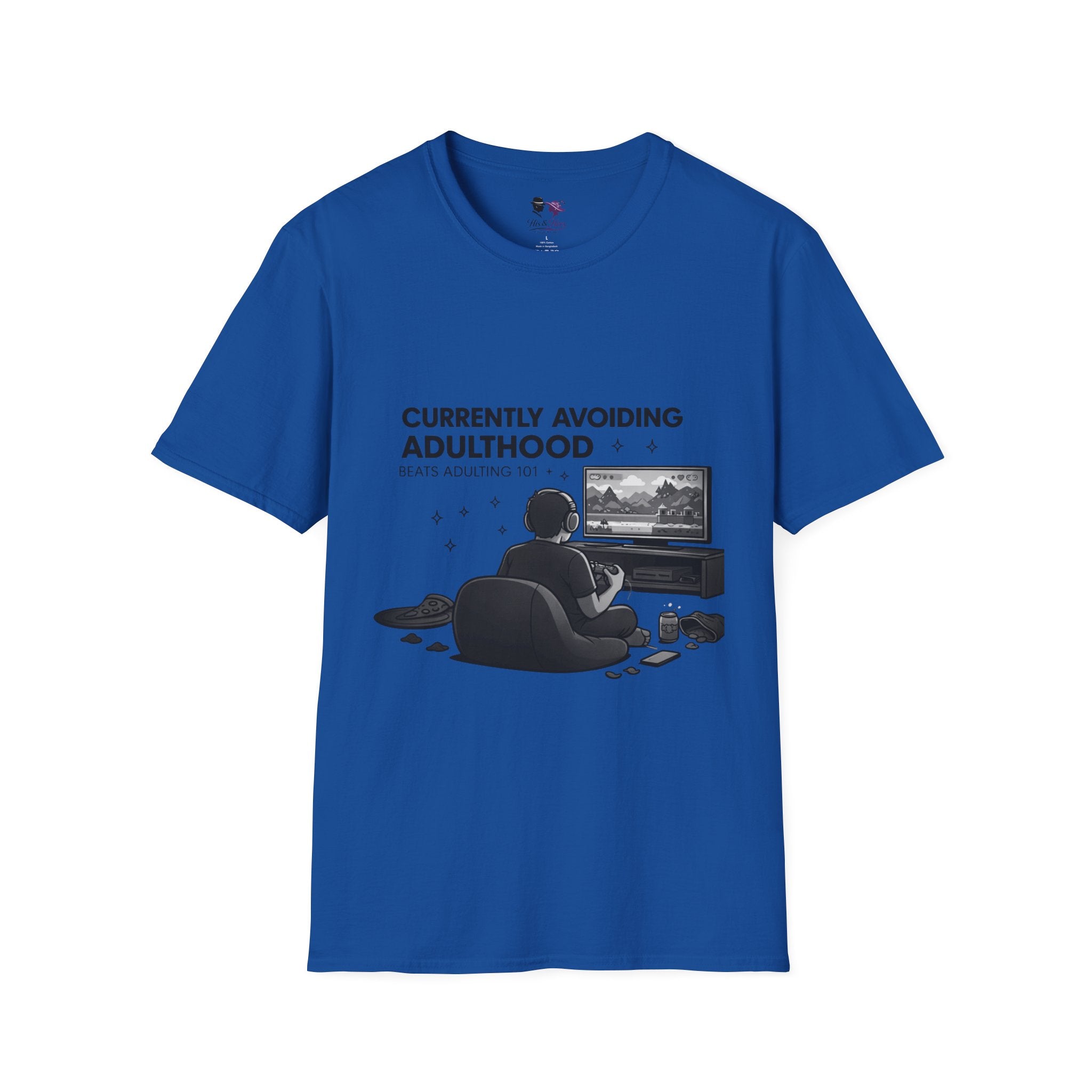 Currently Avoiding Adulthood Gamer Scene T-Shirt | Retro Console Illustration
