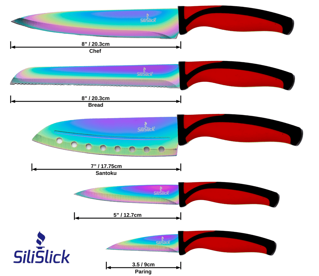 Kitchen Knife Set with Red Handles