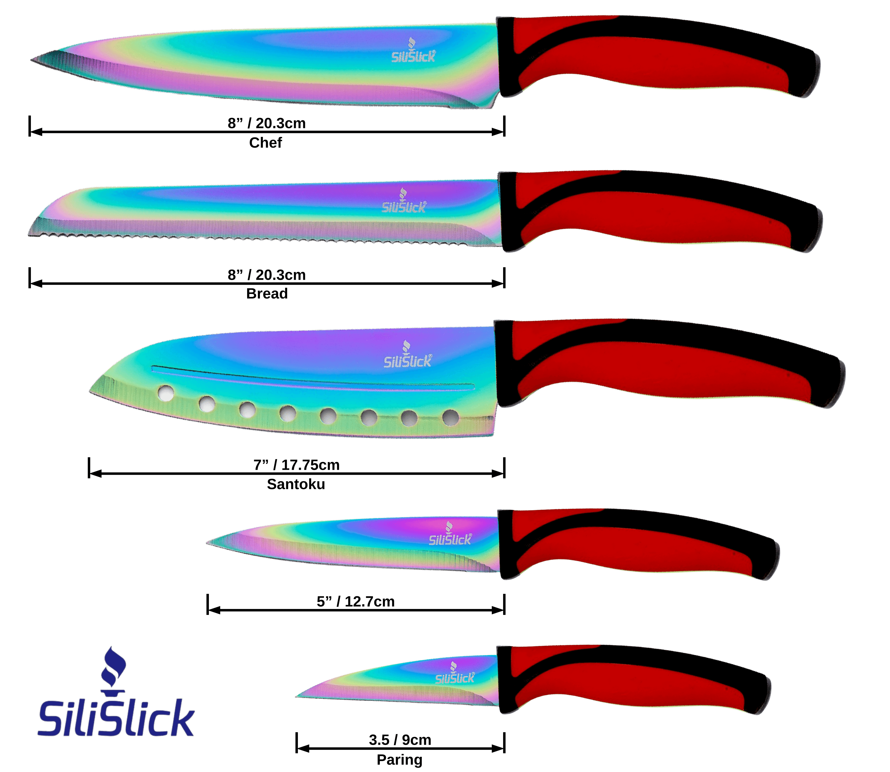 Kitchen Knife Set with Red Handles