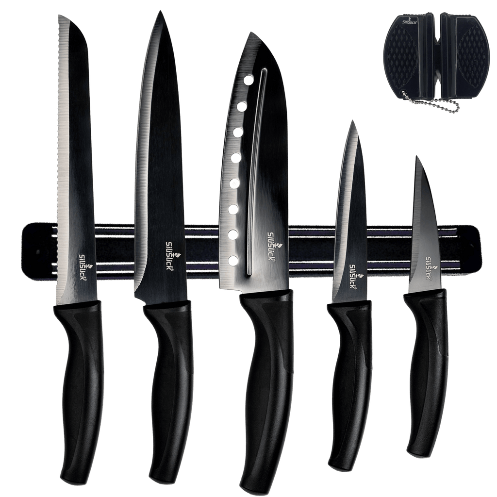 Kitchen Knife Set with Magnetic Rack & Sharpener