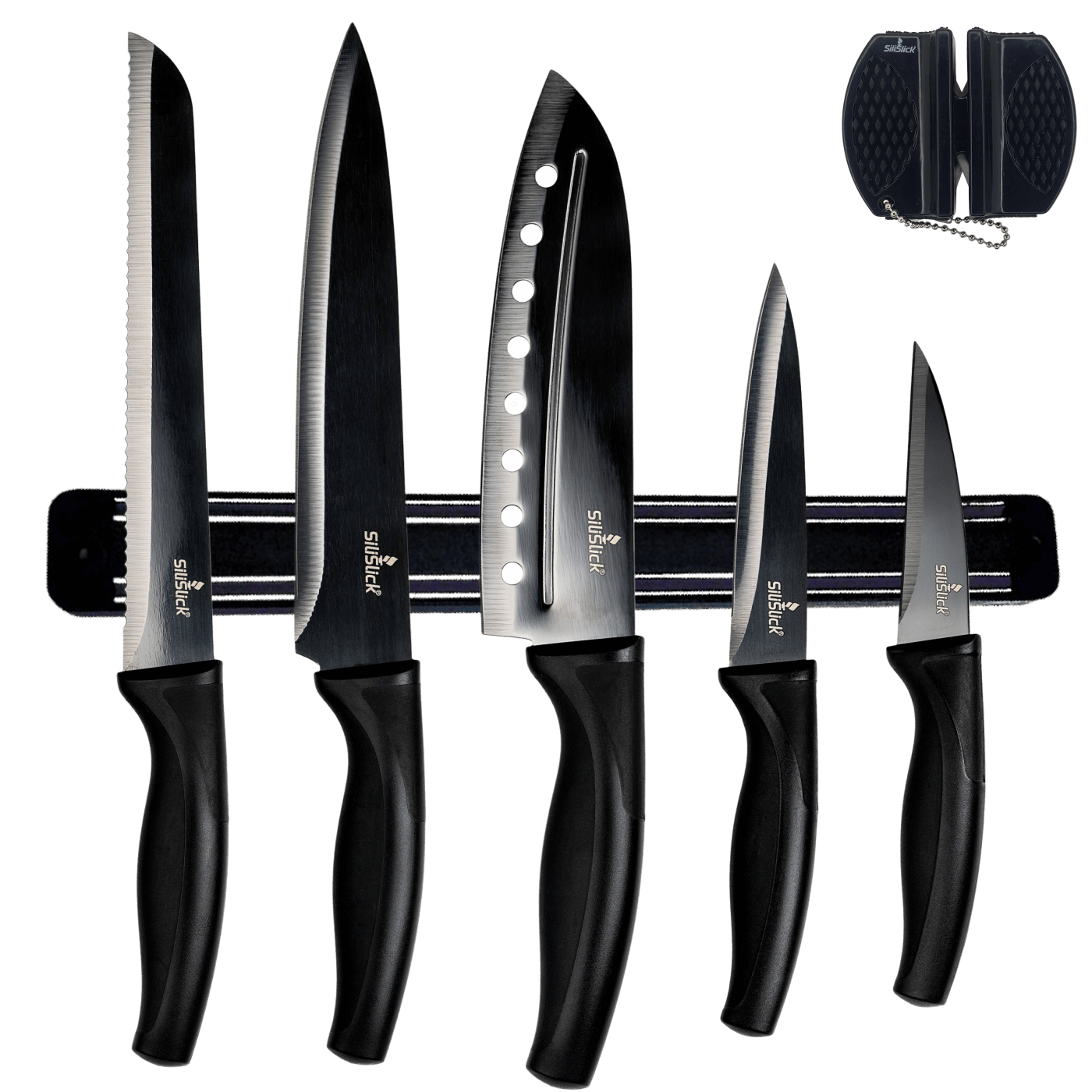 Kitchen Knife Set with Magnetic Rack & Sharpener