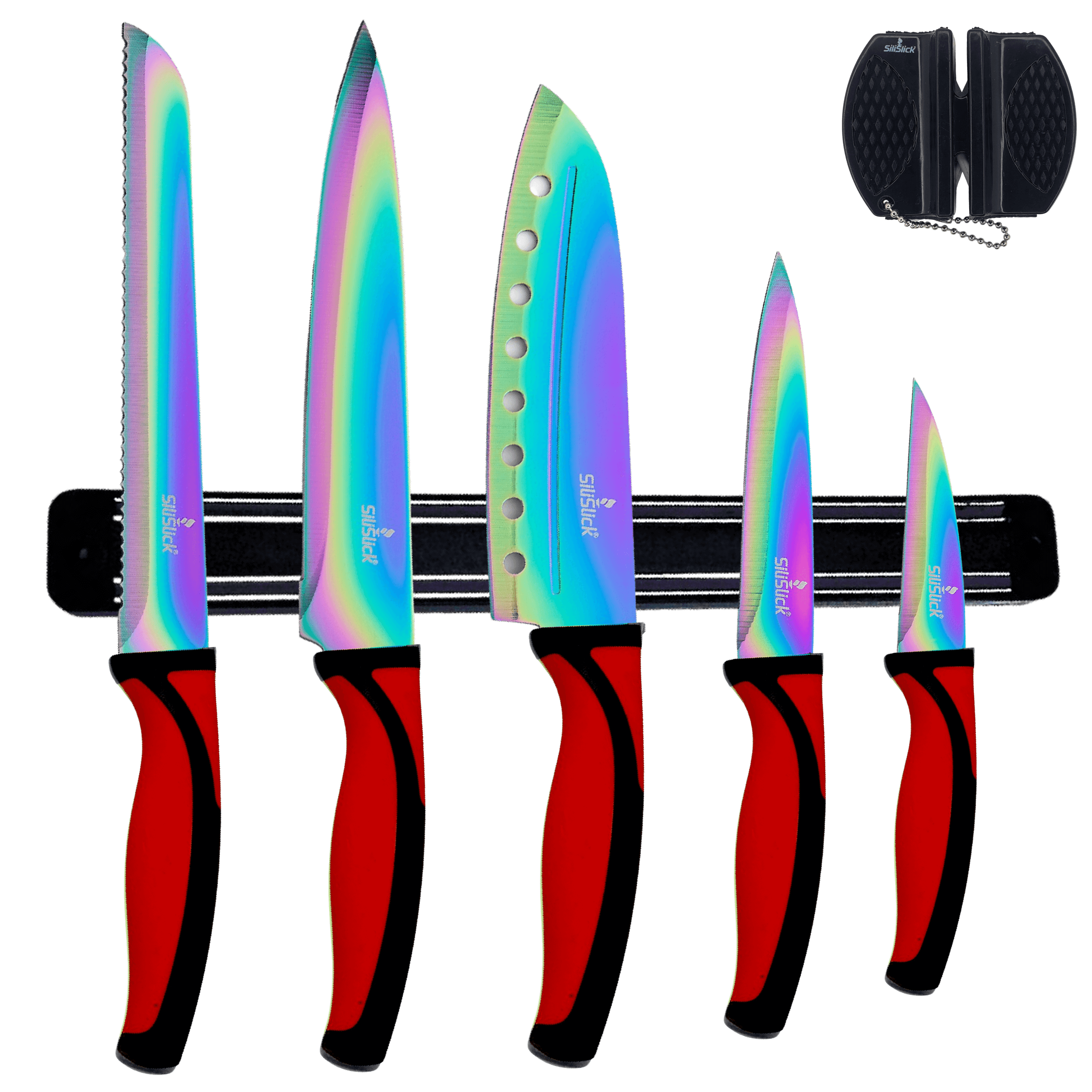 Kitchen Knife Set with Red Handles