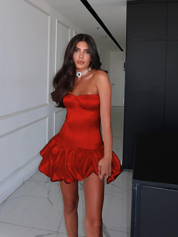 Slim Fit Tube Top A-Line Dress