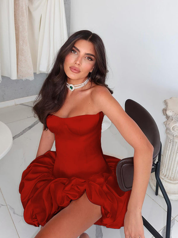 Slim Fit Tube Top A-Line Dress