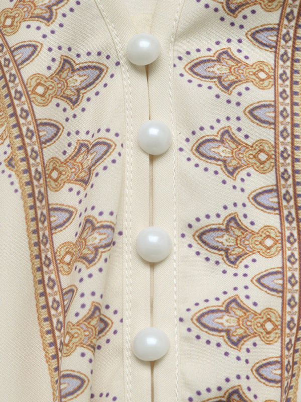 V-Neck Paisley Print Dress