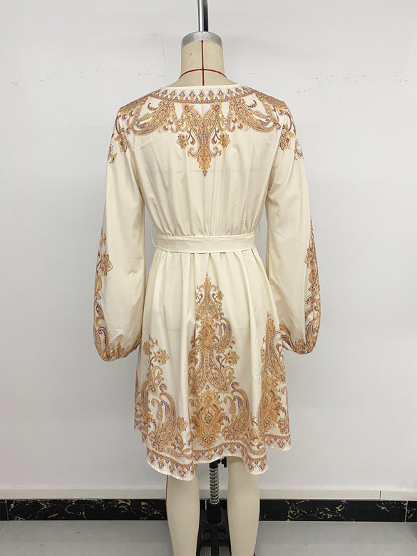 V-Neck Paisley Print Dress